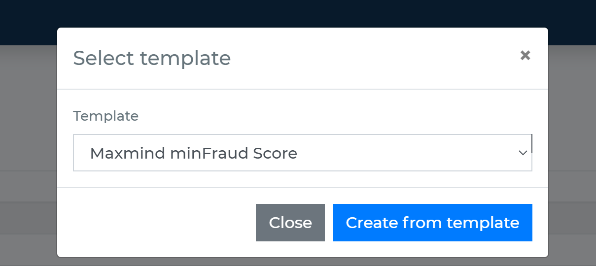 Create Maxmind minFraud Score from template