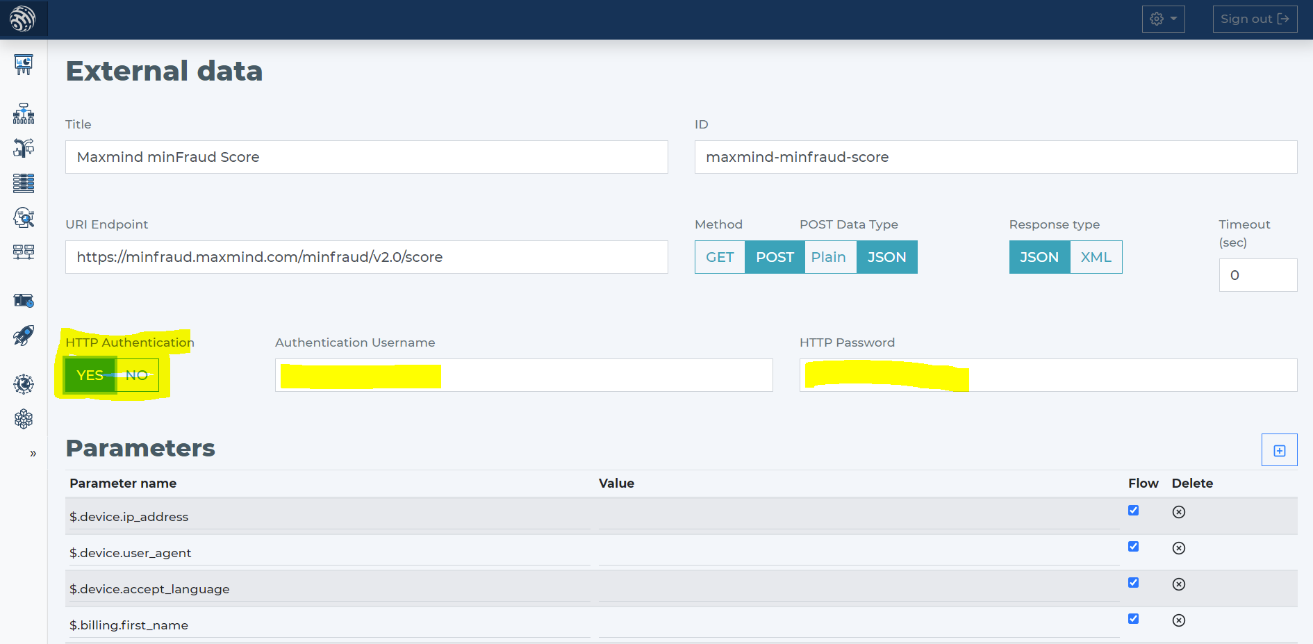 Create Maxmind minFraud Score from template