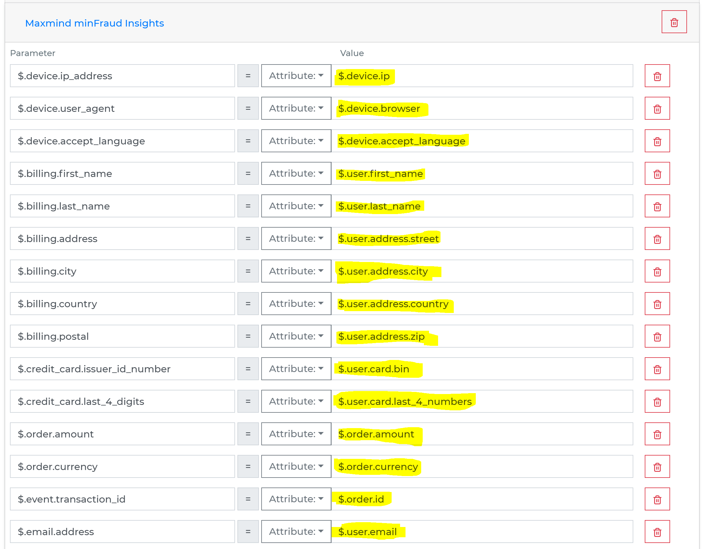 Maxmind minFraud Insights within a decision step