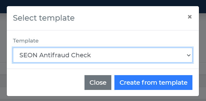 Create SEON Antifraud Check from template