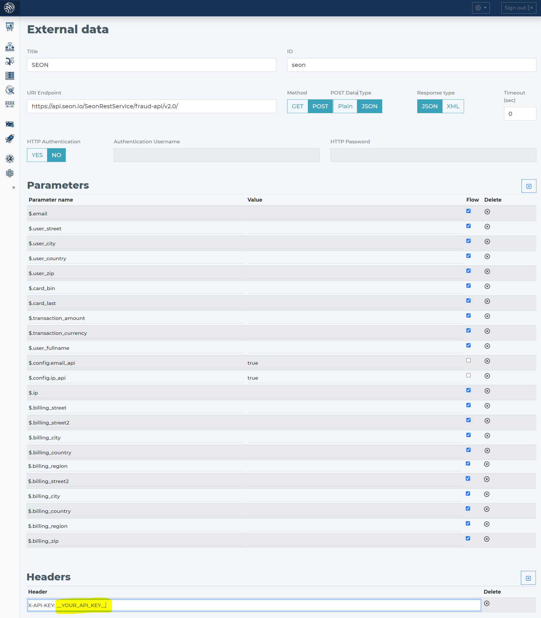 Create SEON Antifraud Check from template