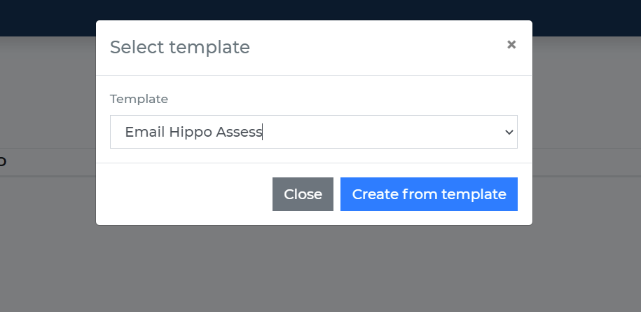 Create Email Hippo Assess from template