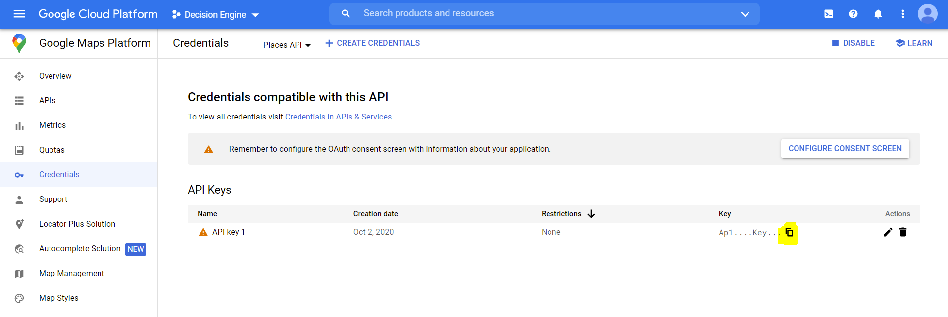 Google Places API Find Place Dashboard