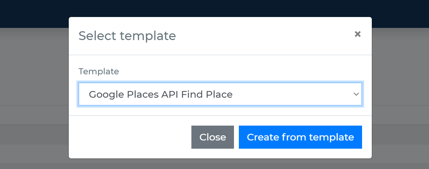 Create Google Places API Find Place from template