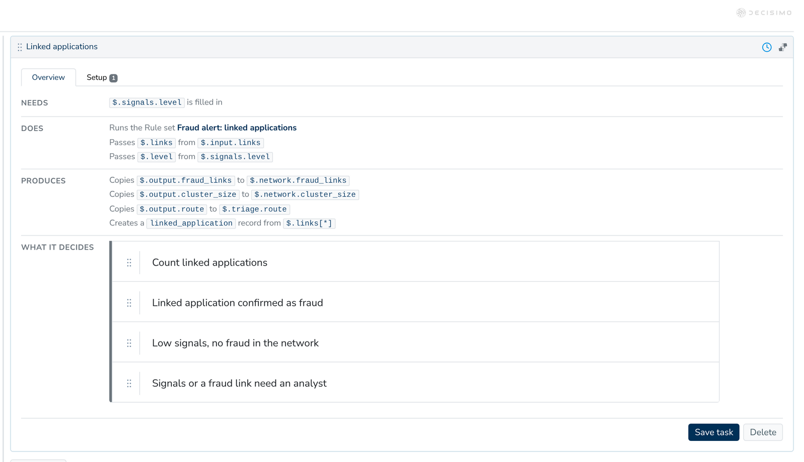 Linked applications task reads connections and creates case records.