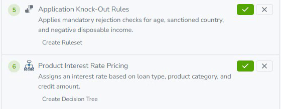 Proposed plan lists Application Knock-Out Rules and Product Interest Rate Pricing with accept or reject controls