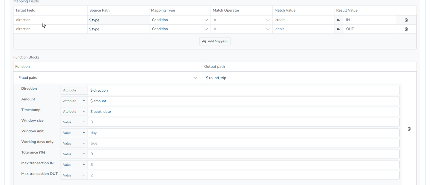 Fraud Pairs function parameters Fraud Pairs function parameters