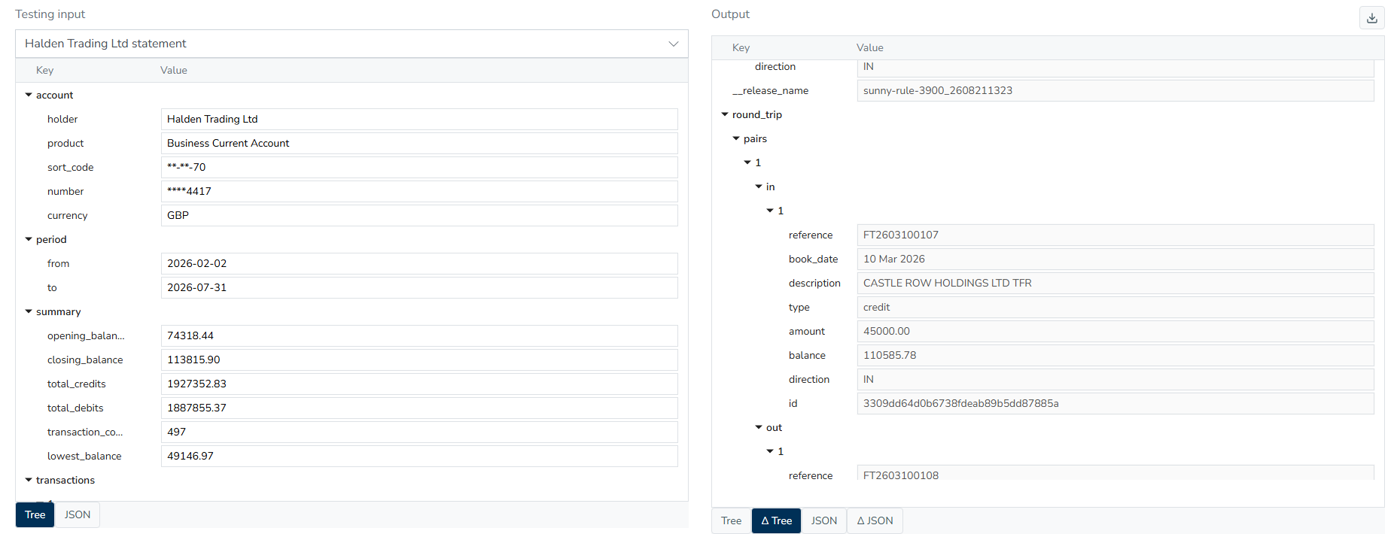 Matched round-trip transaction set Matched round-trip transaction set